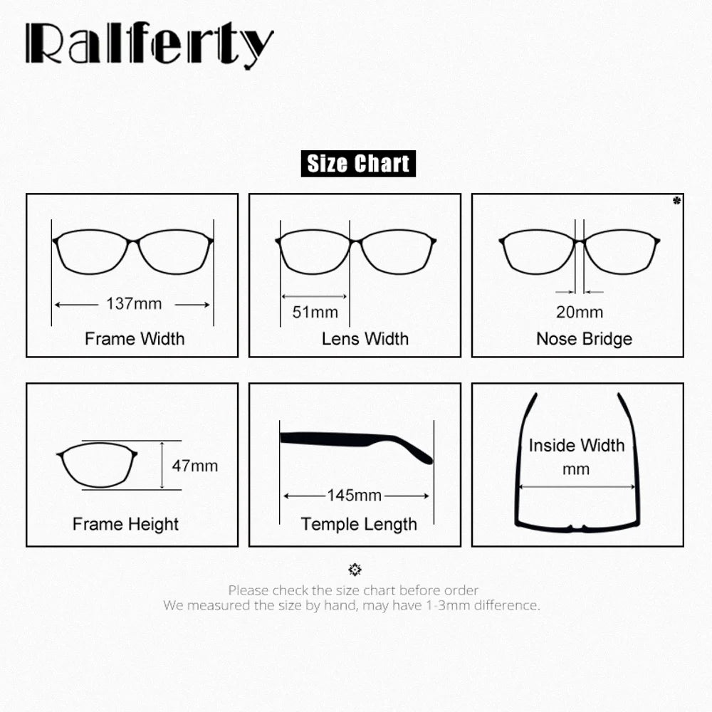 Ralferty Women's Full Rim Oval Titanium Eyeglasses R6226 Full Rim Ralferty   