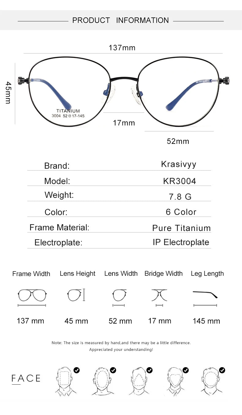 Krasivyy Women's Full Rim Oval Round Titanium Eyeglasses 443004 Full Rim Krasivyy   