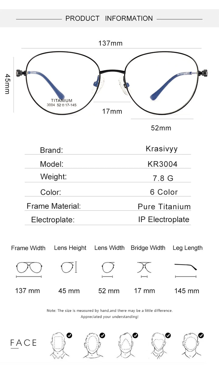 Krasivyy Women's Full Rim Oval Round Titanium Eyeglasses 443004 Full Rim Krasivyy   