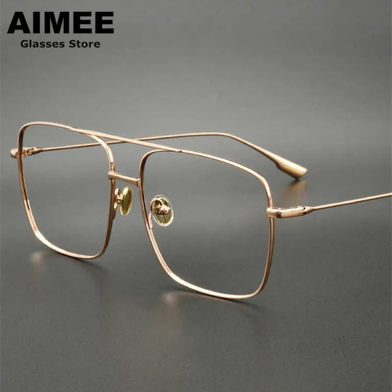 Aimee Unisex Full Rim Square Double Bridge Titanium Eyeglasses 581463