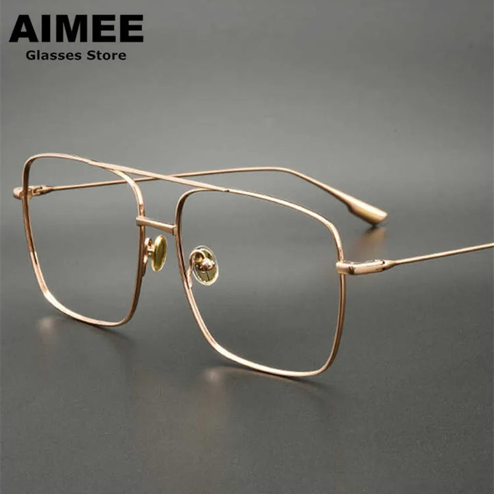 Aimee Unisex Full Rim Square Double Bridge Titanium Eyeglasses 581463