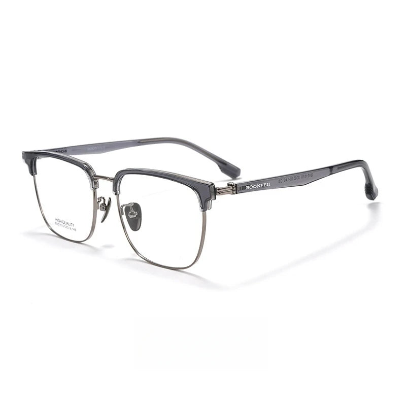 Yimaruili Men's Full Rim Square Tr 90 Alloy Eyeglasses Y51010 Full Rim Yimaruili Eyeglasses Transparent Gray  