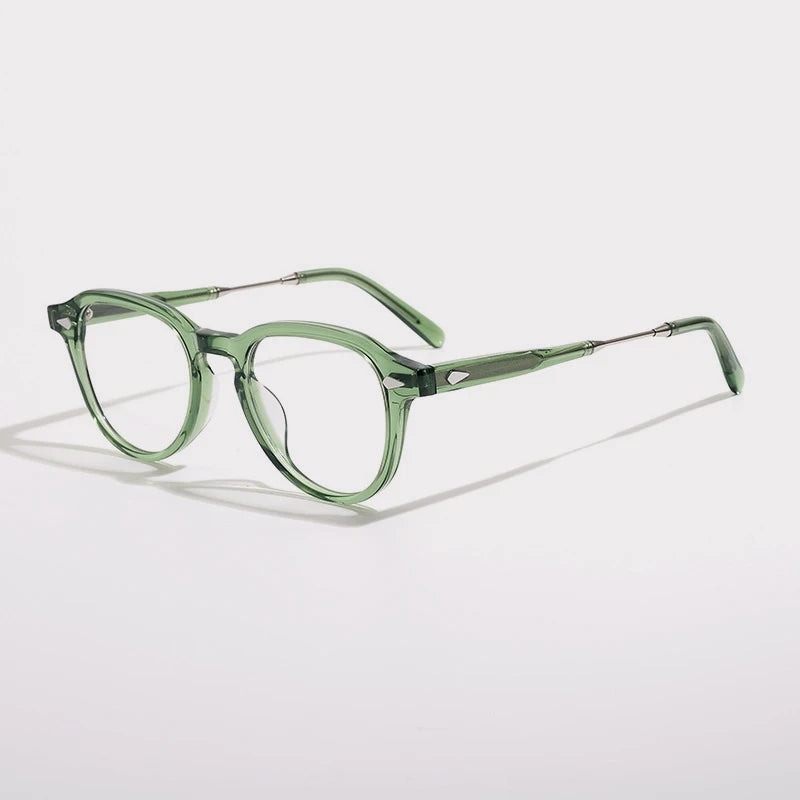 Gatenac Unisex Full Rim Square Oval Acetate Eyeglasses G1520 Full Rim Gatenac Green  