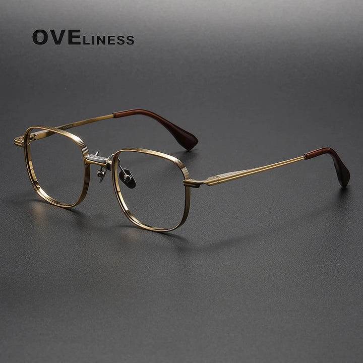 Oveliness Unisex Full Rim Square Titanium Eyeglasses D151 Full Rim Oveliness gold silver  