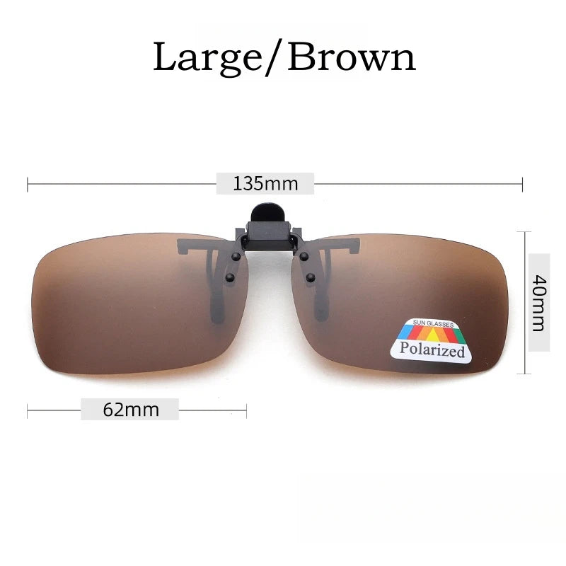 Yimaruili Unisex Square Polarized Alloy Plastic Clip On Sunglasses  FuzWeb  Large Brown  