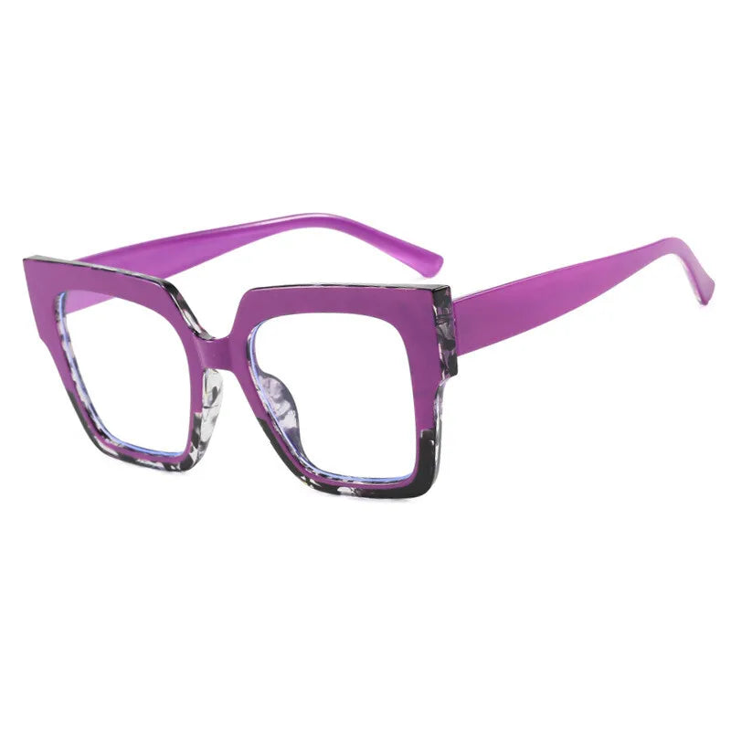 CCspace Women's Full Rim Square Thick Polycarbonate Eyeglasses 301255 Full Rim CCspace Purple  