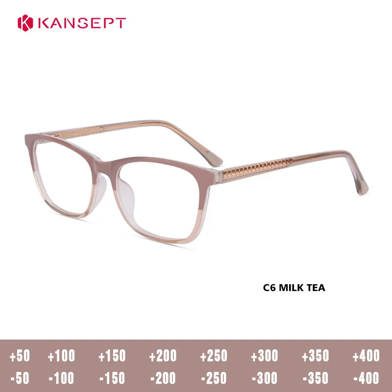 Kansept Women's Full Rim Square Tr 90 Alloy Reading Glasses 25003