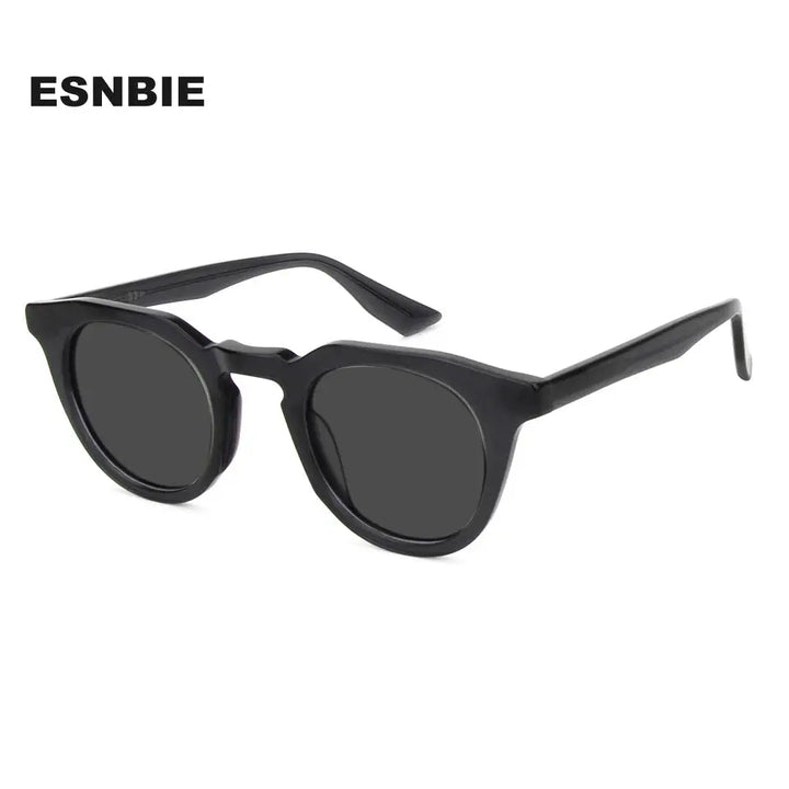 Esnbie 721810 Unisex Full Rim Flat Top Round Thick Acetate Sunglasses FuzWeb