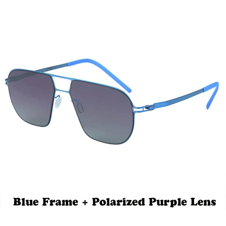 Aimee Men's Full Rim Oval Double Bridge Screwless Titanium Sunglasses 19140