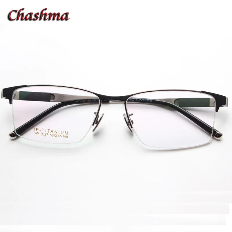 Chashma Ochki Men's Semi Rim Square Titanium Eyeglasses 100274