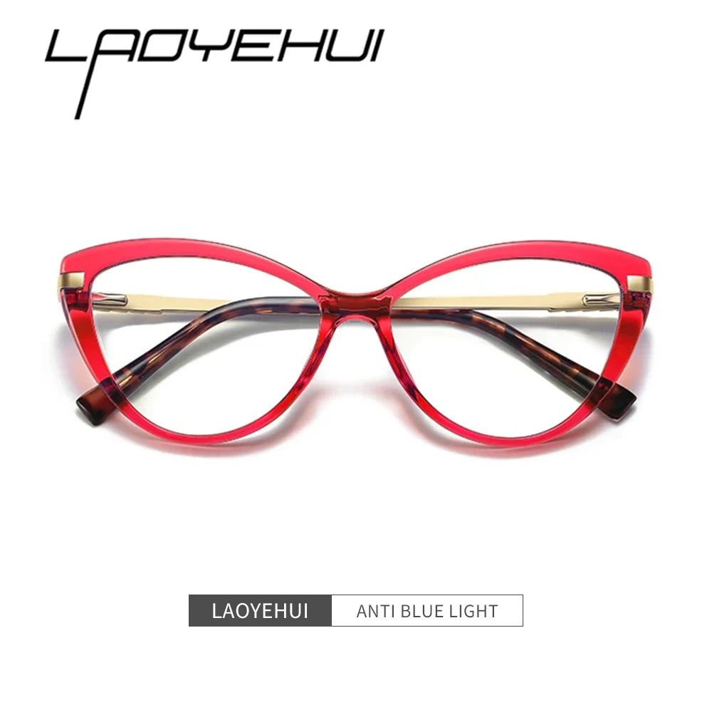 Laoyehui Women's Full Rim Square Cat Eye Polycarbonate Reading Glasses L2111 Reading Glasses Laoyehui   