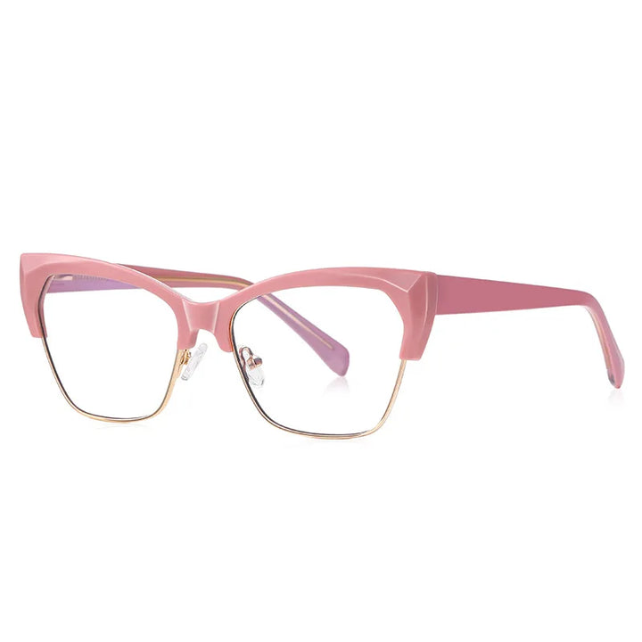 CCspace Unisex Full Rim Square Cat Eye Tr 90 Titanium Eyeglasses 57454 Full Rim CCSpace Pink  