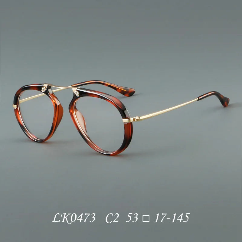 Momoja Unisex Full Rim Oval Square Acetate Titanium Eyeglasses 720473