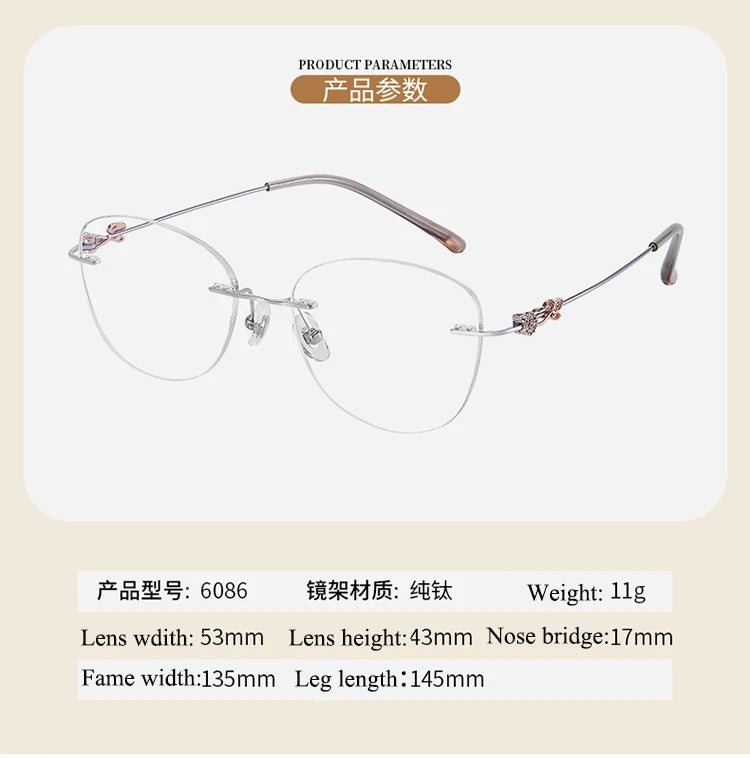 Bclear Women's Rimless Oval Square Titanium Eyeglasses 46086 Rimless Bclear