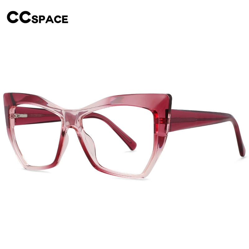 CCSpace Women's Full Rim Square Cat Eye Tr 90 Titanium Eyeglasses 56345 Full Rim CCspace   