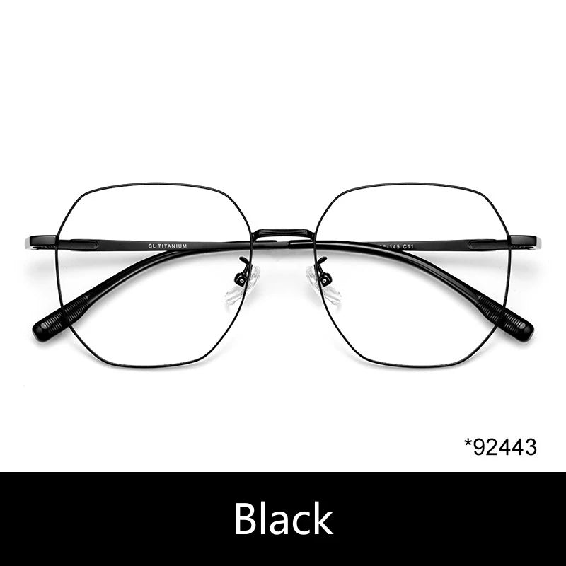 Yimaruili Unisex Full Rim Flat Top Oval Titanium Alloy Eyeglasses 3244 Full Rim Yimaruili Eyeglasses Black 1  