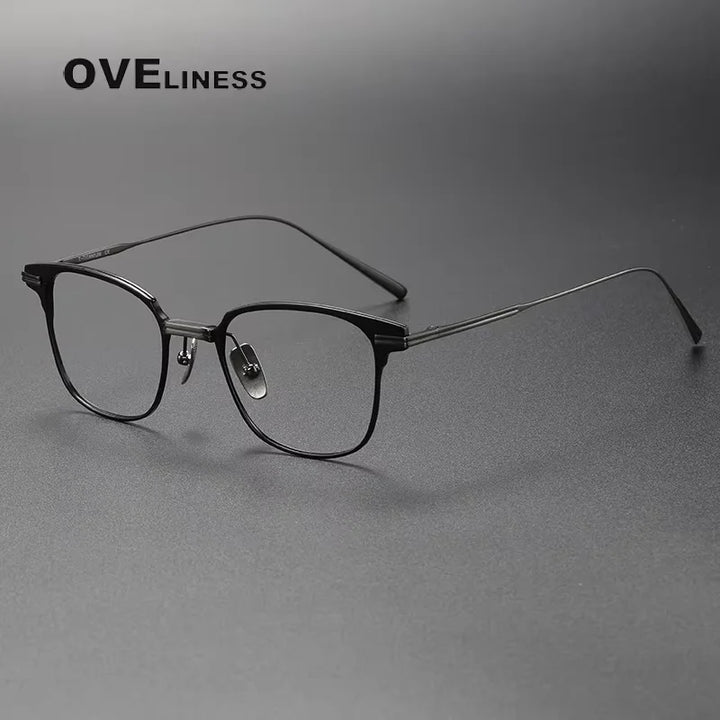 Oveliness Unisex Full Rim Square Titanium Acetate Eyeglasses 14521 Full Rim Oveliness black gun  