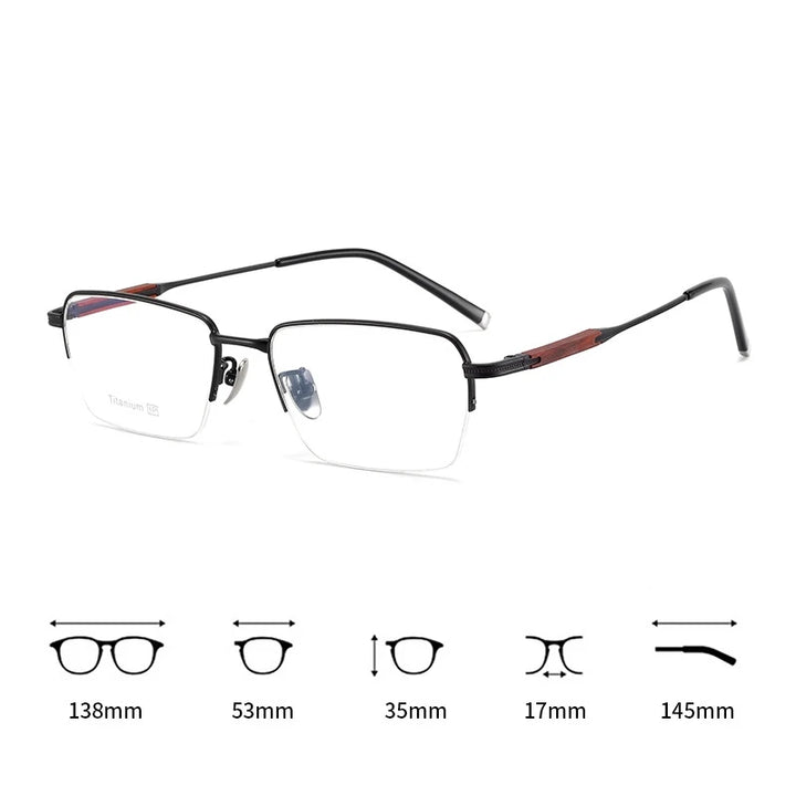 Hdcrafter Women's Semi Rim Oval Square Titanium Eyeglasses 618226