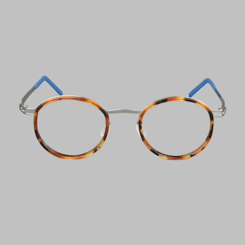 Bobbie Unisex Full Rim Round Titanium Acetate Eyeglasses 494620