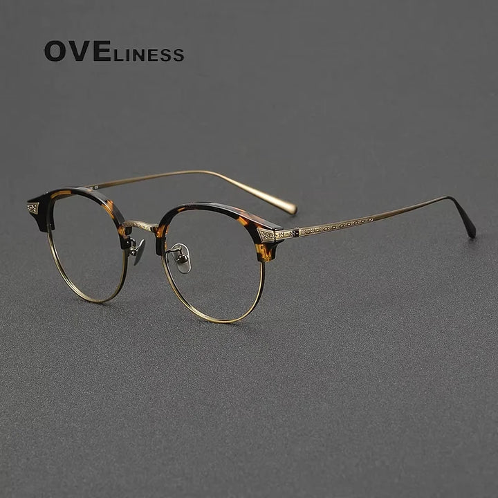 Oveliness Unisex Full Rim Round Acetate Titanium Eyeglasses 314029