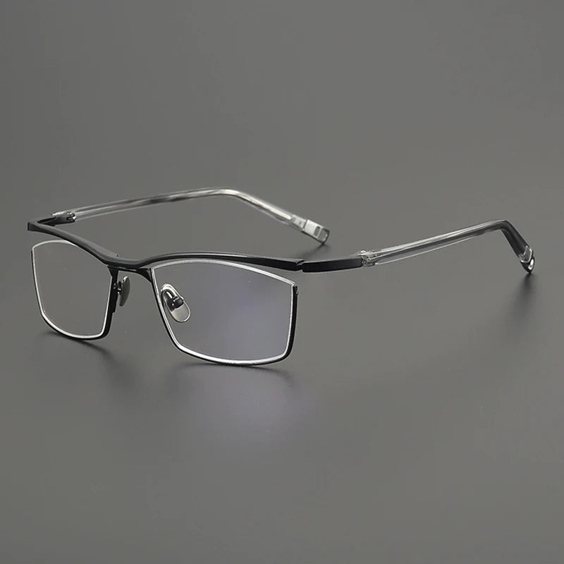 Gatenac Unisex Semi Rim Square Brow Line Titanium Eyeglasses Gxyj2663