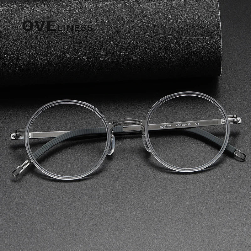 Oveliness Women's Full Rim Round Screwless Titanium Eyeglasses 822321