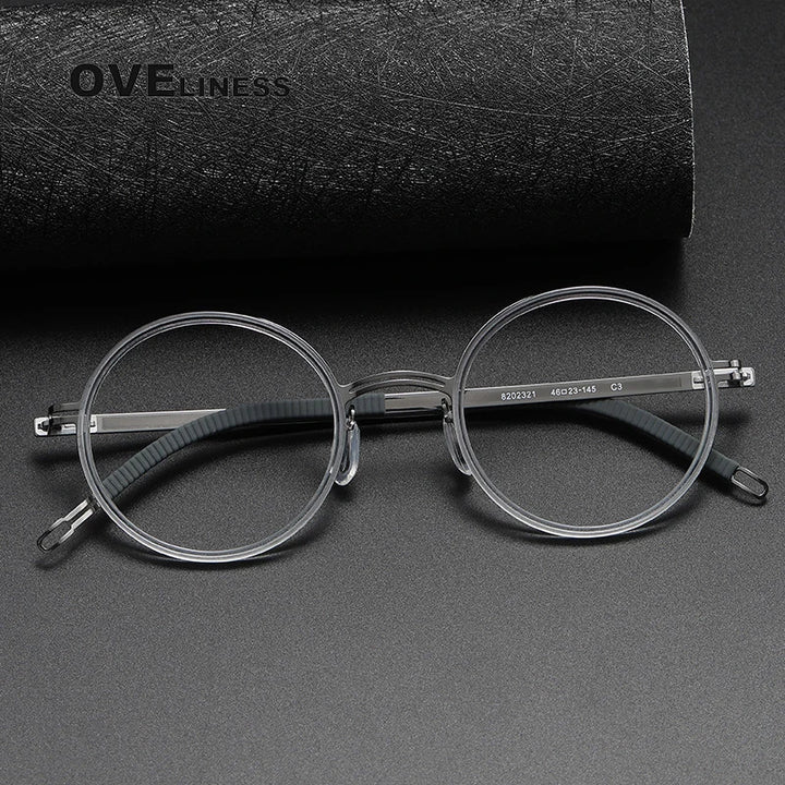 Oveliness Women's Full Rim Round Screwless Titanium Eyeglasses 822321