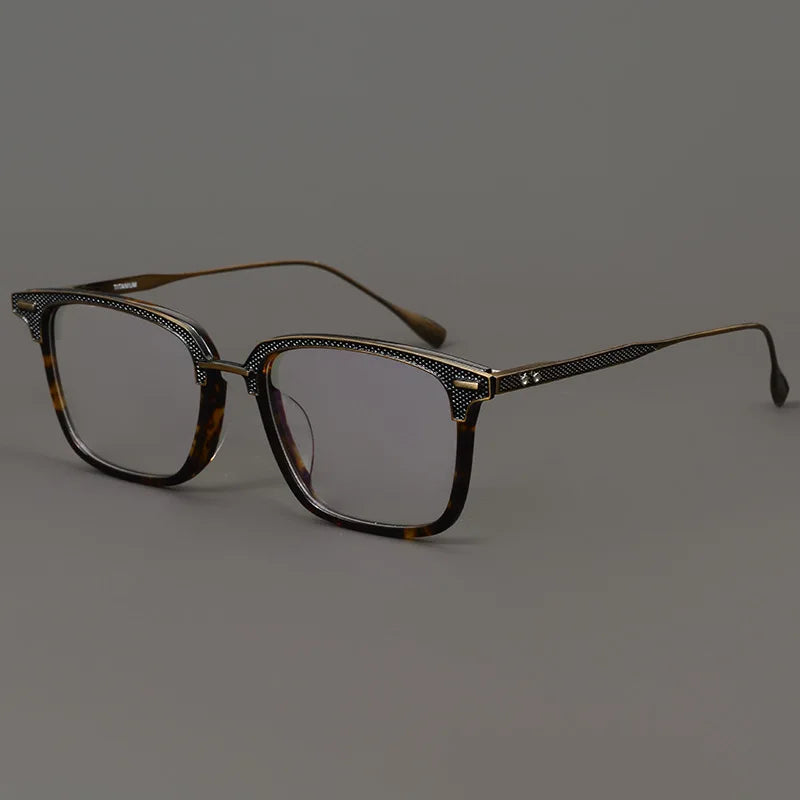 Black Mask Unisex Full Rim Titanium Rectangle Acetate Eyeglasses 2085 Full Rim Black Mask Tortoise  