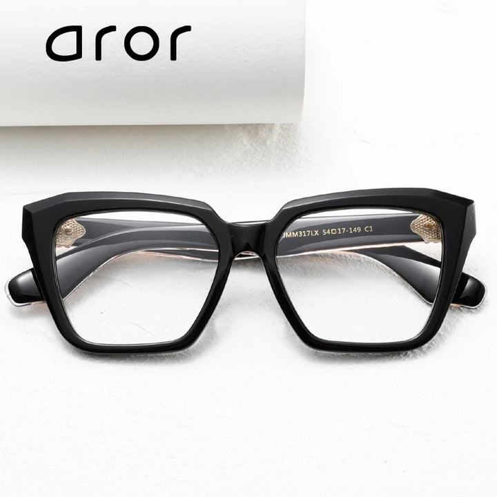 Aror Unisex Full Rim Square Cat Eye Acetate Eyeglasses 842317 Full Rim Aror