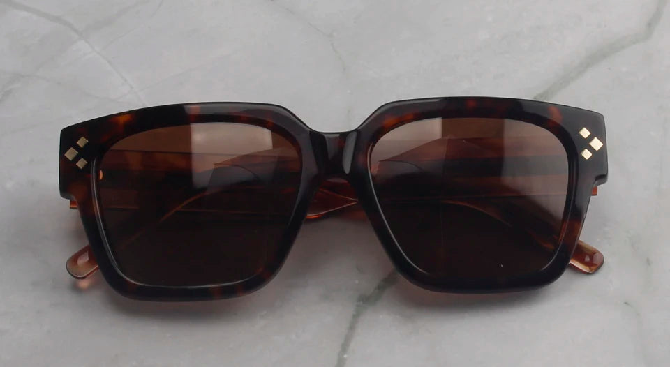Esnbie Unisex Full Rim Square Thick Acetate Sunglasses 471237