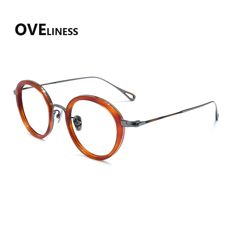 Oveliness Women's Full Rim Oval Acetate Titanium Eyeglasses 922159
