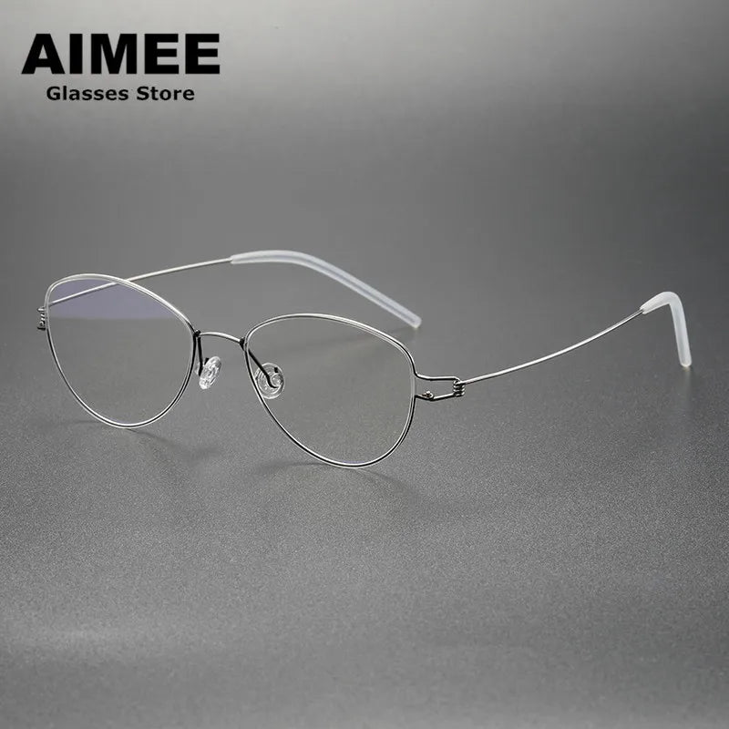 Aimee Unisex Full Rim Oval Screwless Titanium Eyeglasses 12514 Full Rim Aimee Light-Grey  