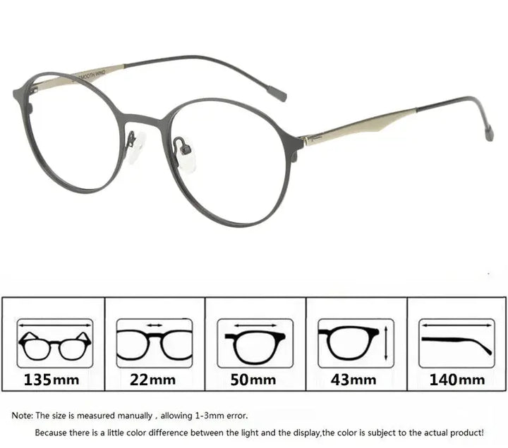 Bobbie 818900 Womens Polygon Round Titanium Full Rim Frames — view 2 | Bobbie at FuzWeb