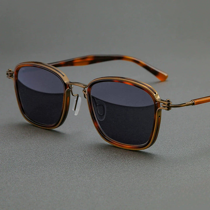 Black Mask Unisex Full Rim Square Titanium Acetate Sunglasses 19546