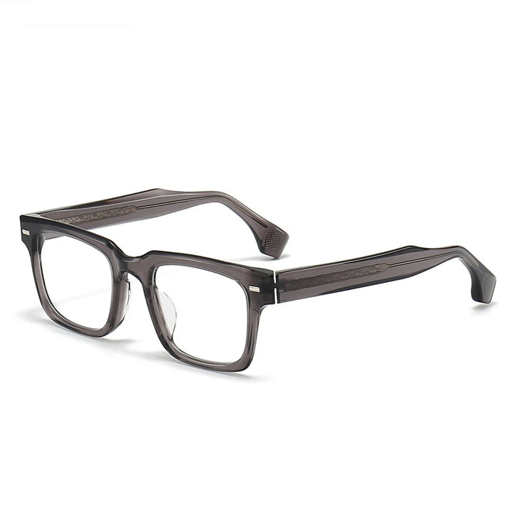 Black Mask Unisex Full Rim Square Brow Line Acetate Eyeglasses 22146 Full Rim Black Mask Gray  