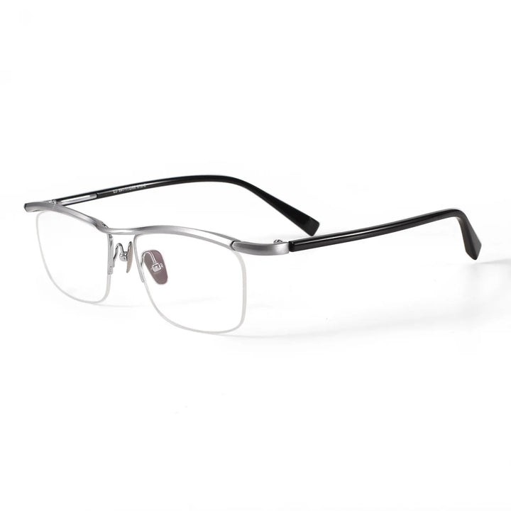 Muzz Men's Semi Rim Square Brow Line Titanium Eyeglasses 921876