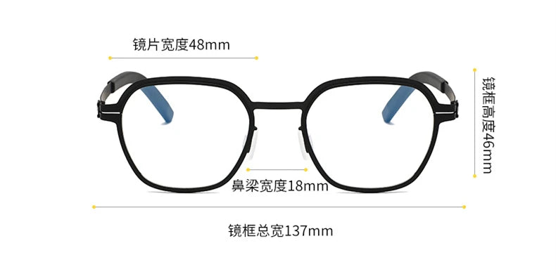 Black Mask Women's Full Rim Flat Top Polygon Steel Eyeglasses 464818