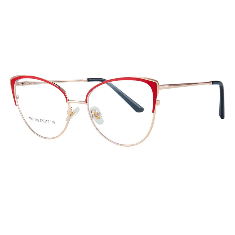 KatKani Women's Full Rim Cat Eye Alloy Eyeglasses 87166 Full Rim KatKani Eyeglasses Red  