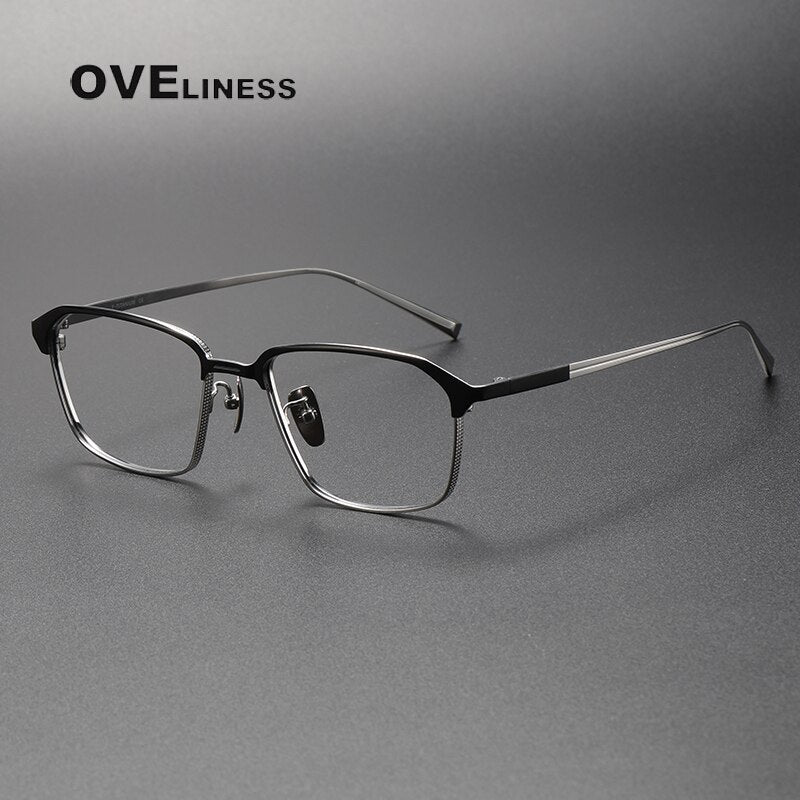 Oveliness Unisex Full Rim Square Titanium Eyeglasses Drx20-24 Full Rim Oveliness black silver  