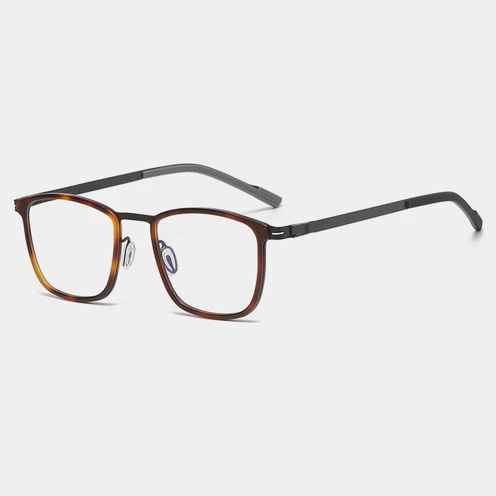 Gatenac Unisex Full Rim Square Screwless Alloy Eyeglasses Gxyj1152 Full Rim Gatenac Tortoiseshell Black  