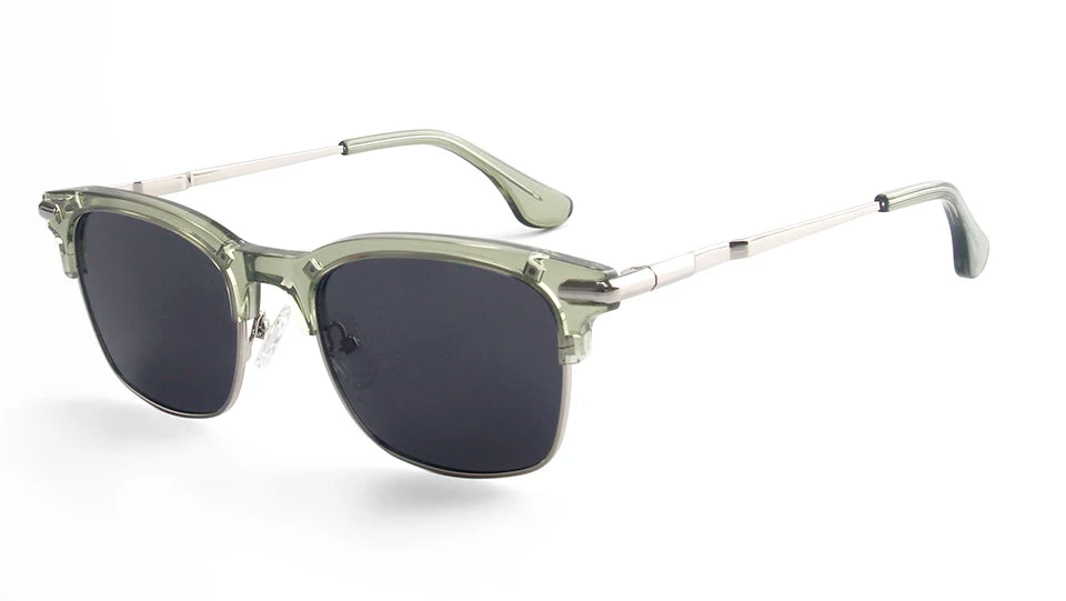 Esnbie Unisex Full Rim Square Brow Line Acetate Alloy Sunglasses 24021