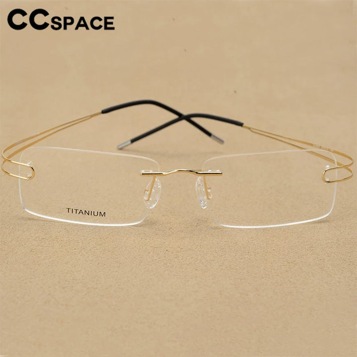 CCspace Unisex Rimless Rectangle Titanium Alloy Eyeglasses 300880 Rimless CCSpace   