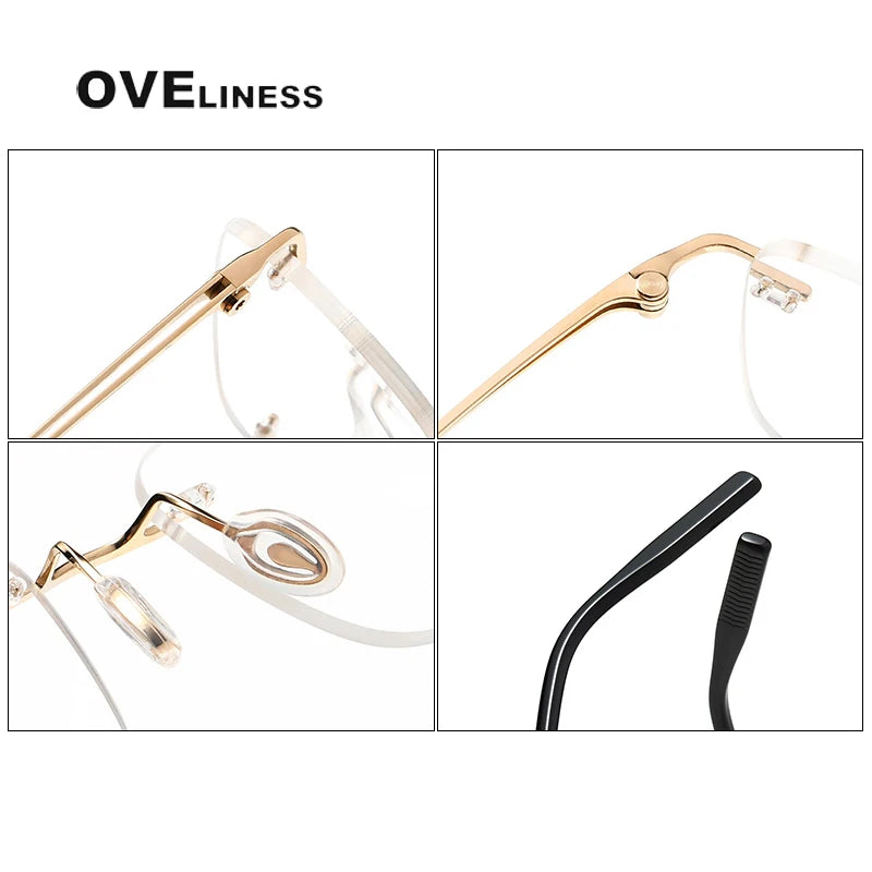 Oveliness Unisex Rimless Square Titanium Eyeglasses O80859 Rimless Oveliness   