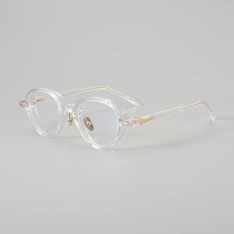 Aror Men's Full Rim Oval Round Acetate Titanium Eyeglasses 396158