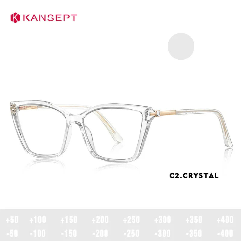 Kansept Women's Full Rim Square Tr 90 Titanium Reading Glasses 22387