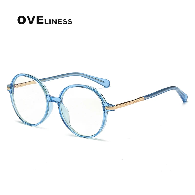 Oveliness Unisex Youth's Full Rim Round Tr 90 Alloy Eyeglasses  20201 Full Rim Oveliness blue  