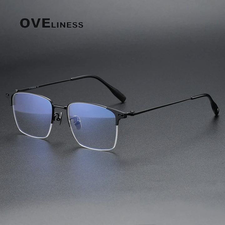 Oveliness Men's Semi Rim Square Titanium Eyeglasses 8109 Semi Rim Oveliness black  