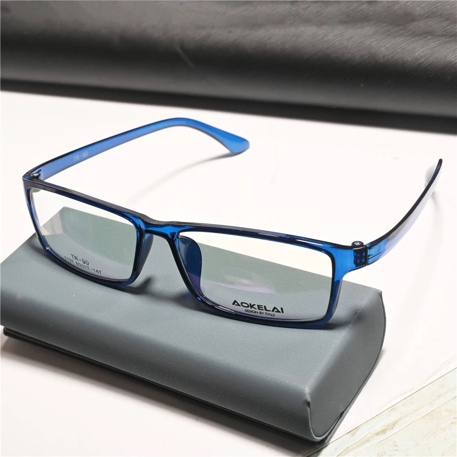 Cubojue Men's Full Rim Big Square Tr 90 Titanium Reading Glasses 71609 Reading Glasses Cubojue blue +225