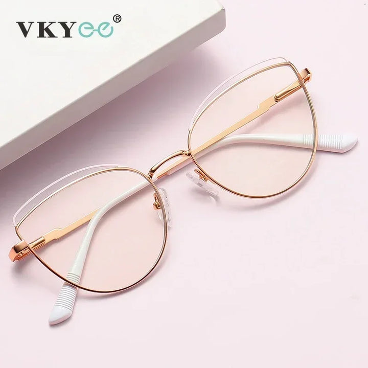 Vicky Women's Full Rim Oval Cat Eye Alloy Reading Glasses 49745 Reading Glasses Vicky   