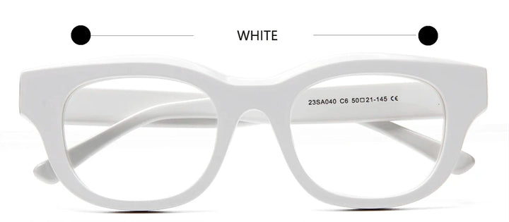 Esnbie Unisex Full Rim Square Oval Thick Acetate Eyeglasses 230401 Full Rim Esnbie White  